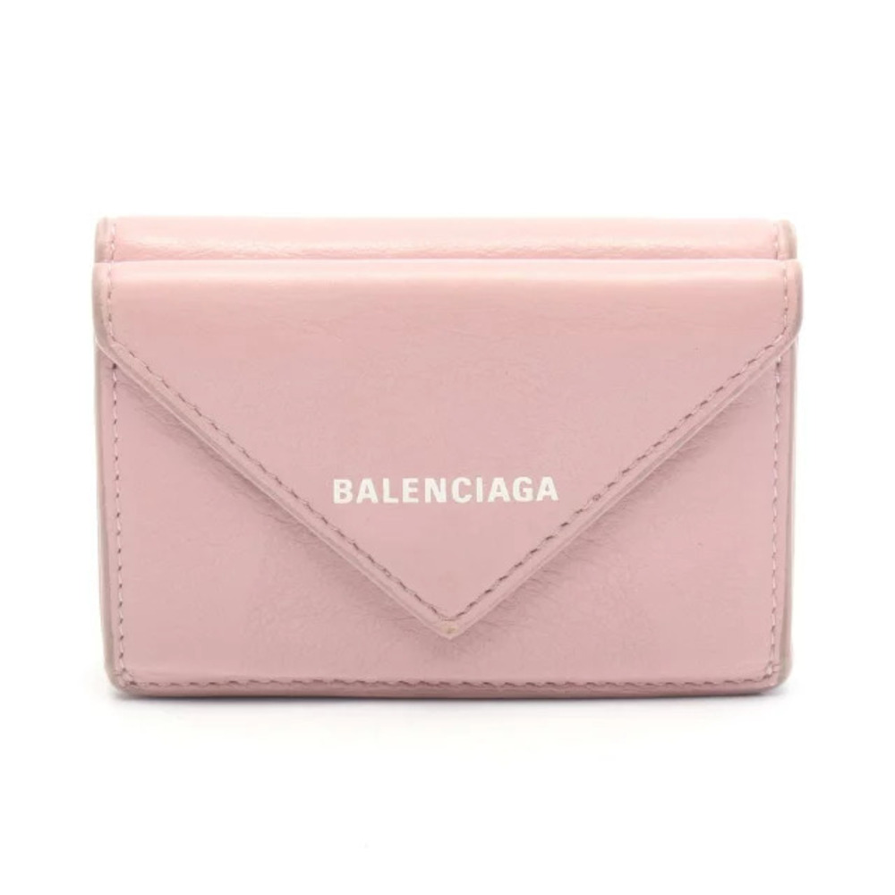 Balenciaga Paper Wallet Tri fold Leather Pink
